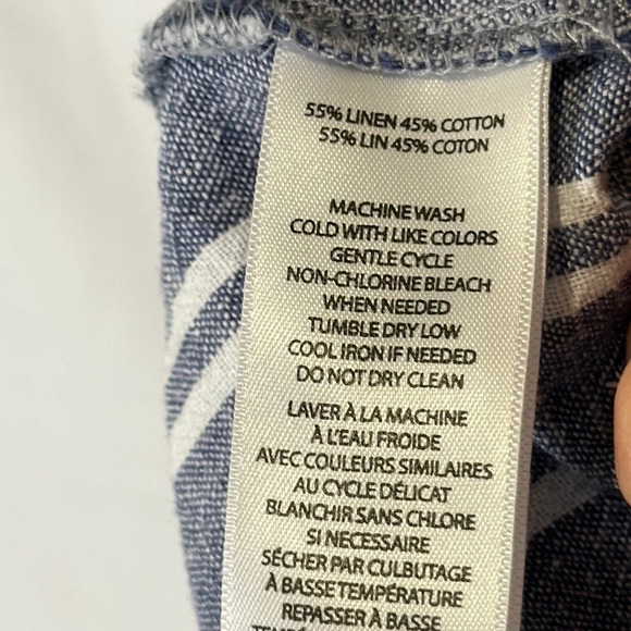 blue & white striped beachlunchlounge linen blend wide leg capris size small - Picture 5 of 5